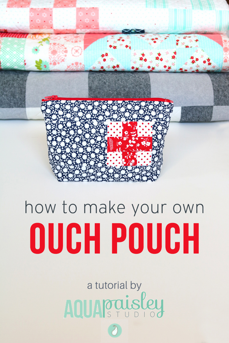 Handgemaakte Ouch Pouch - Aqua Paisley Studio